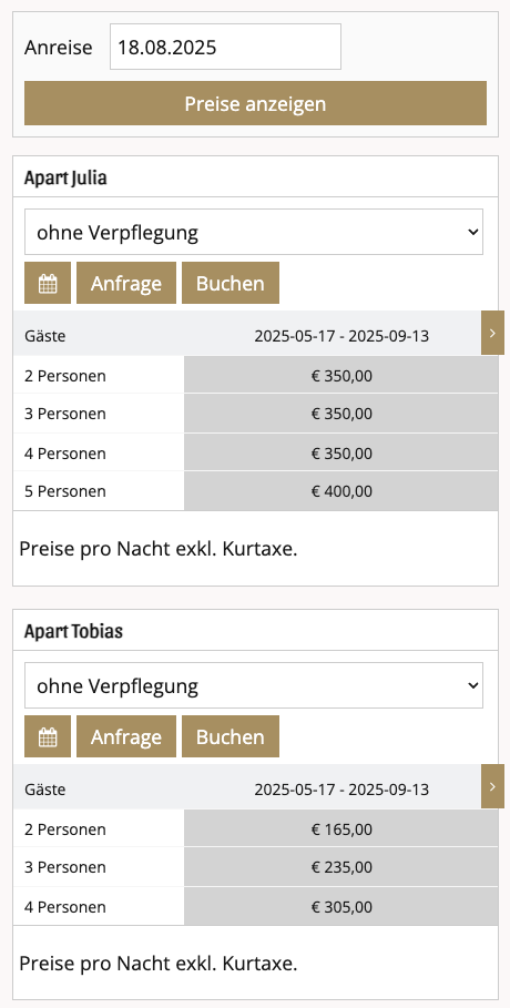 Price form placeholder mobile - Apartments Dengg Mayrhofen