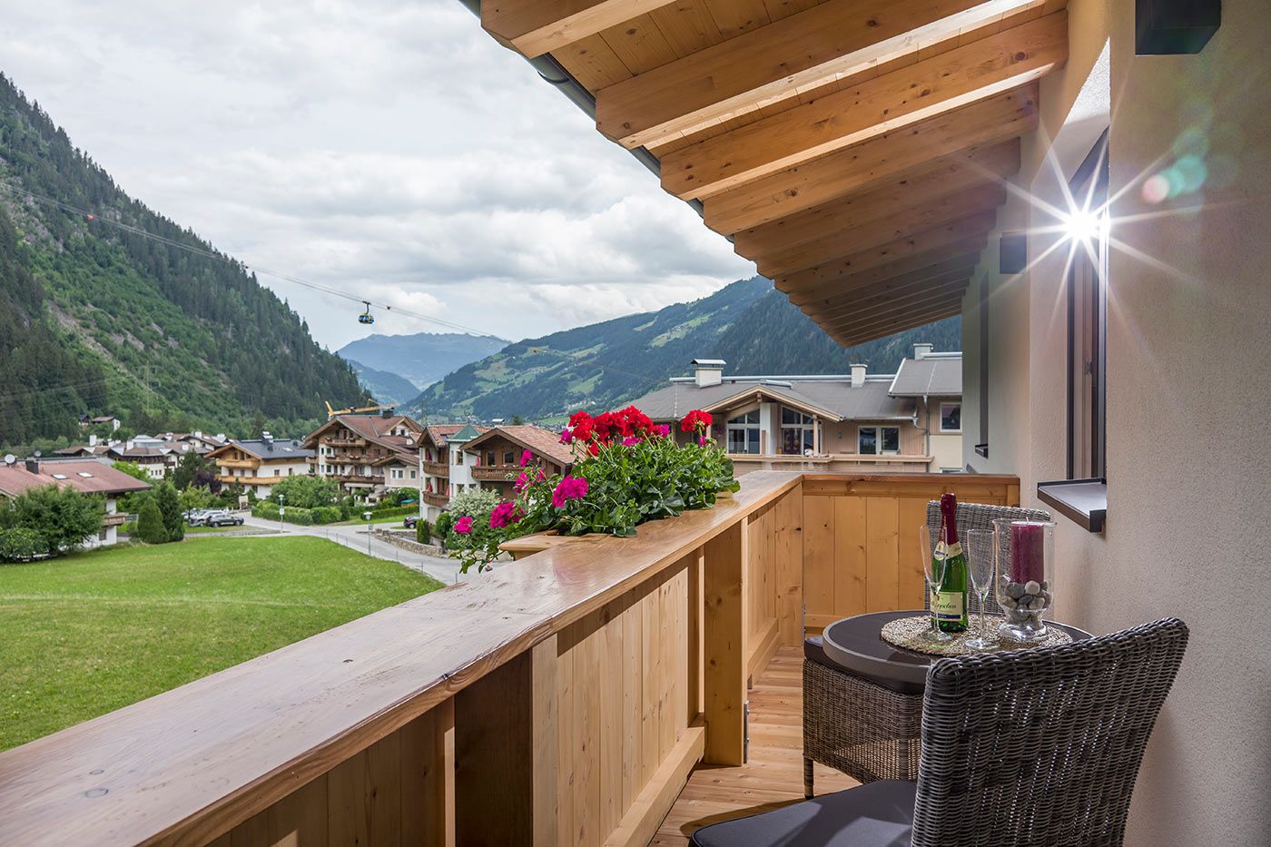 Balcony with view of the town Mayrhofen