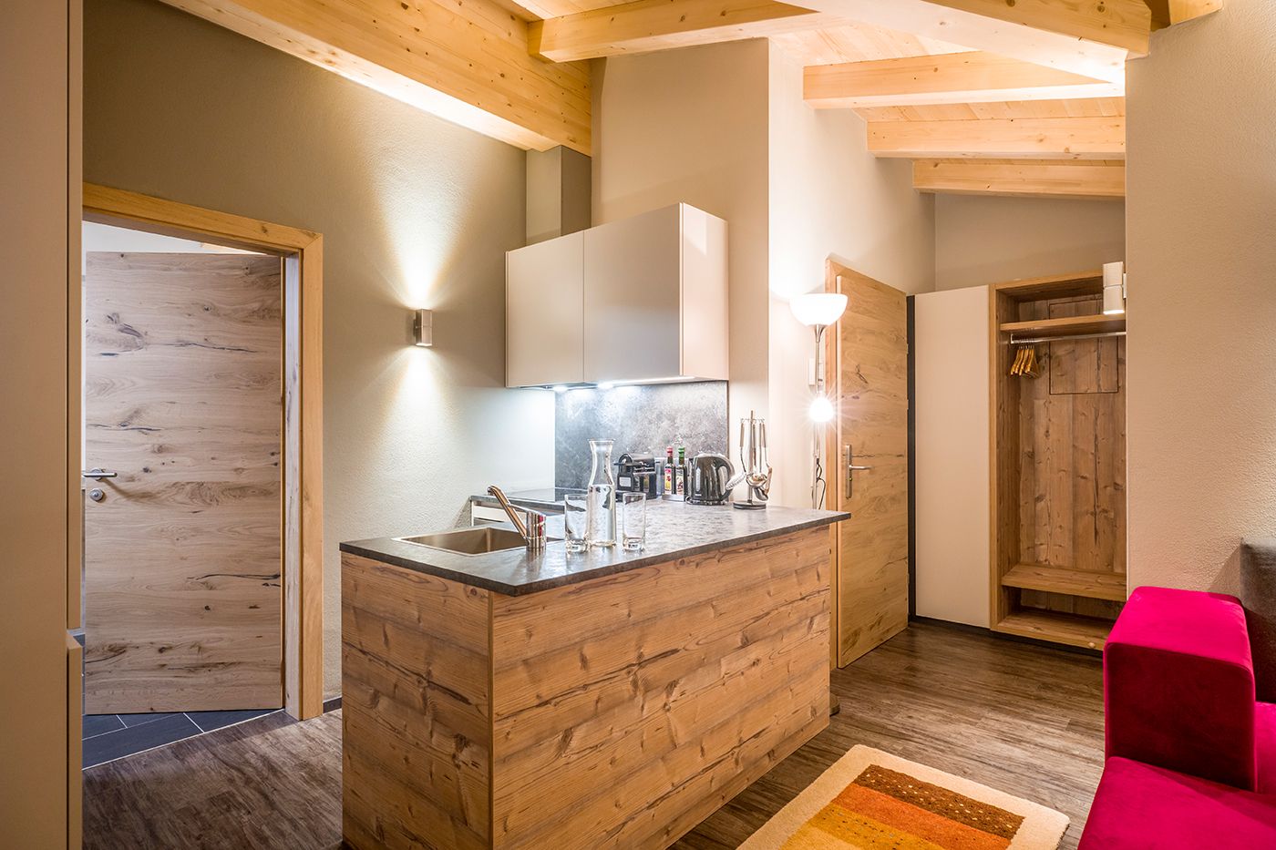 Kitchen area with atmospheric lighting