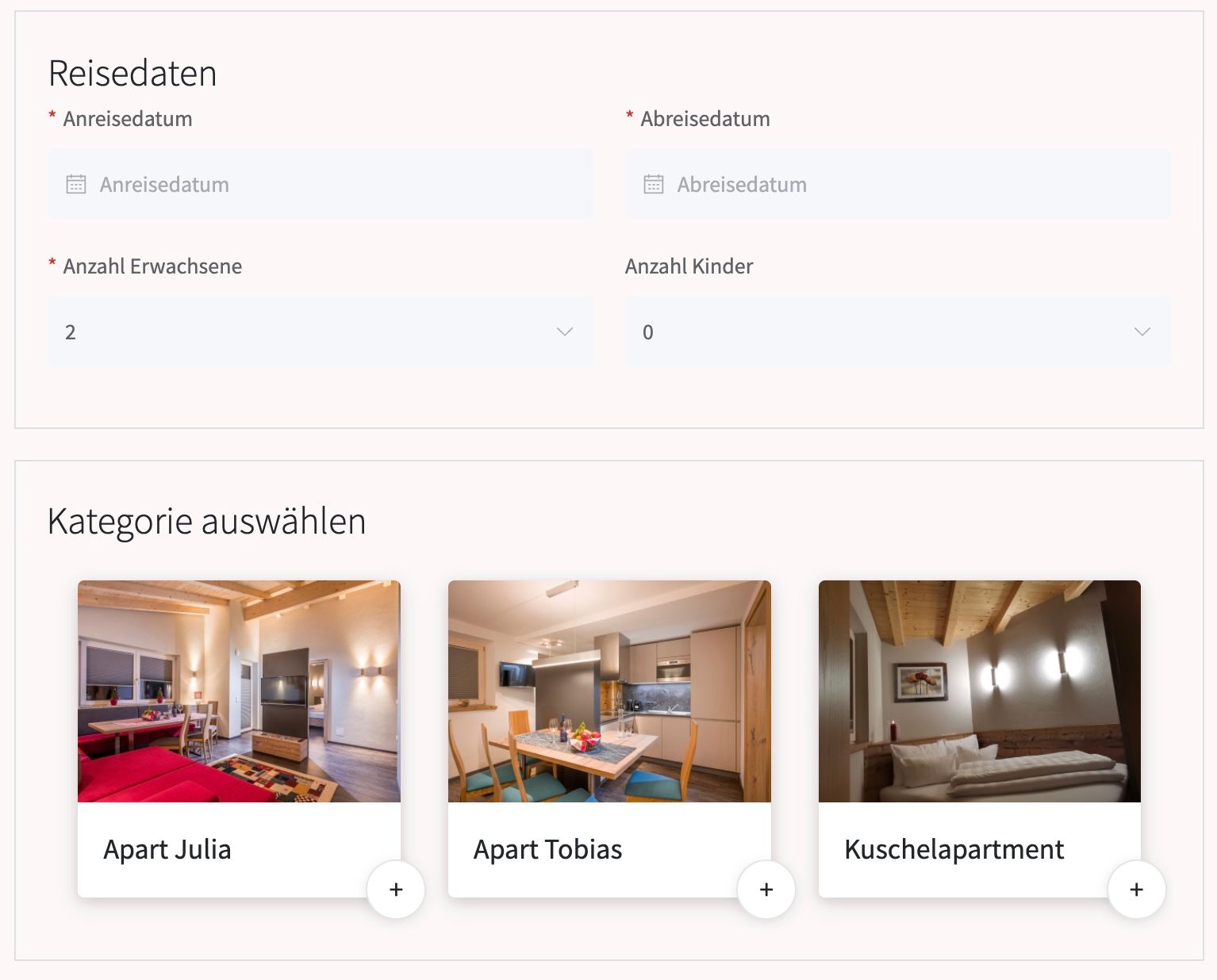 Reservierungsformular Platzhalter Desktop - Apartments Dengg Mayrhofen