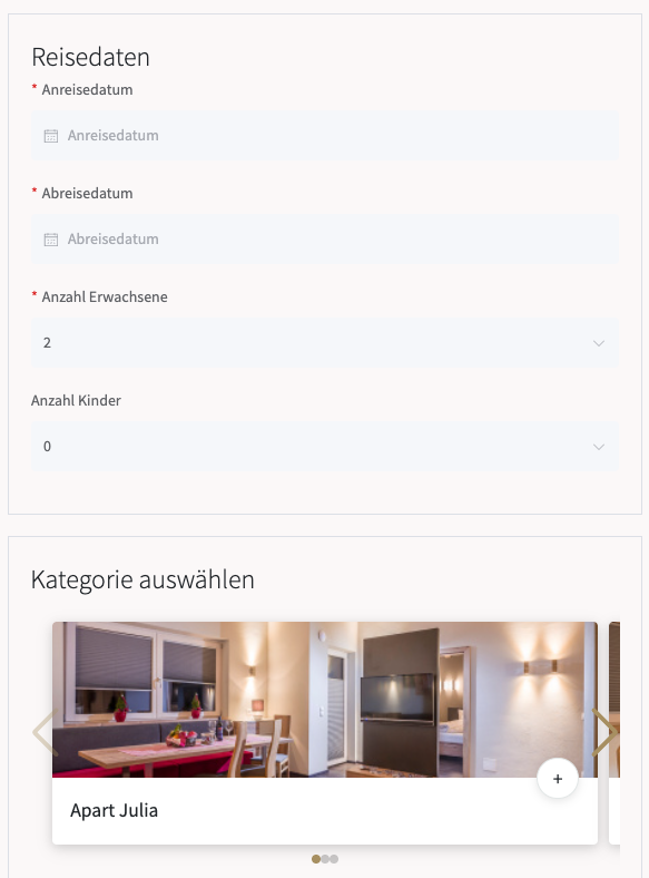 reservation form placeholder tablet - Apartments Dengg Mayrhofen