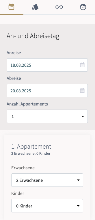 booking form mobile view booking form placeholder mobile - Apartments Dengg Mayrhofen