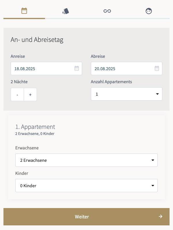booking form placeholder tablet - Apartments Dengg Mayrhofen